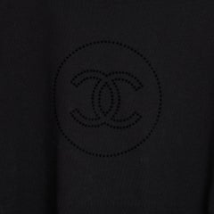Chanel 2024 T-shirt FR40 Black Cotton CC Matt Print Top size L Uniform