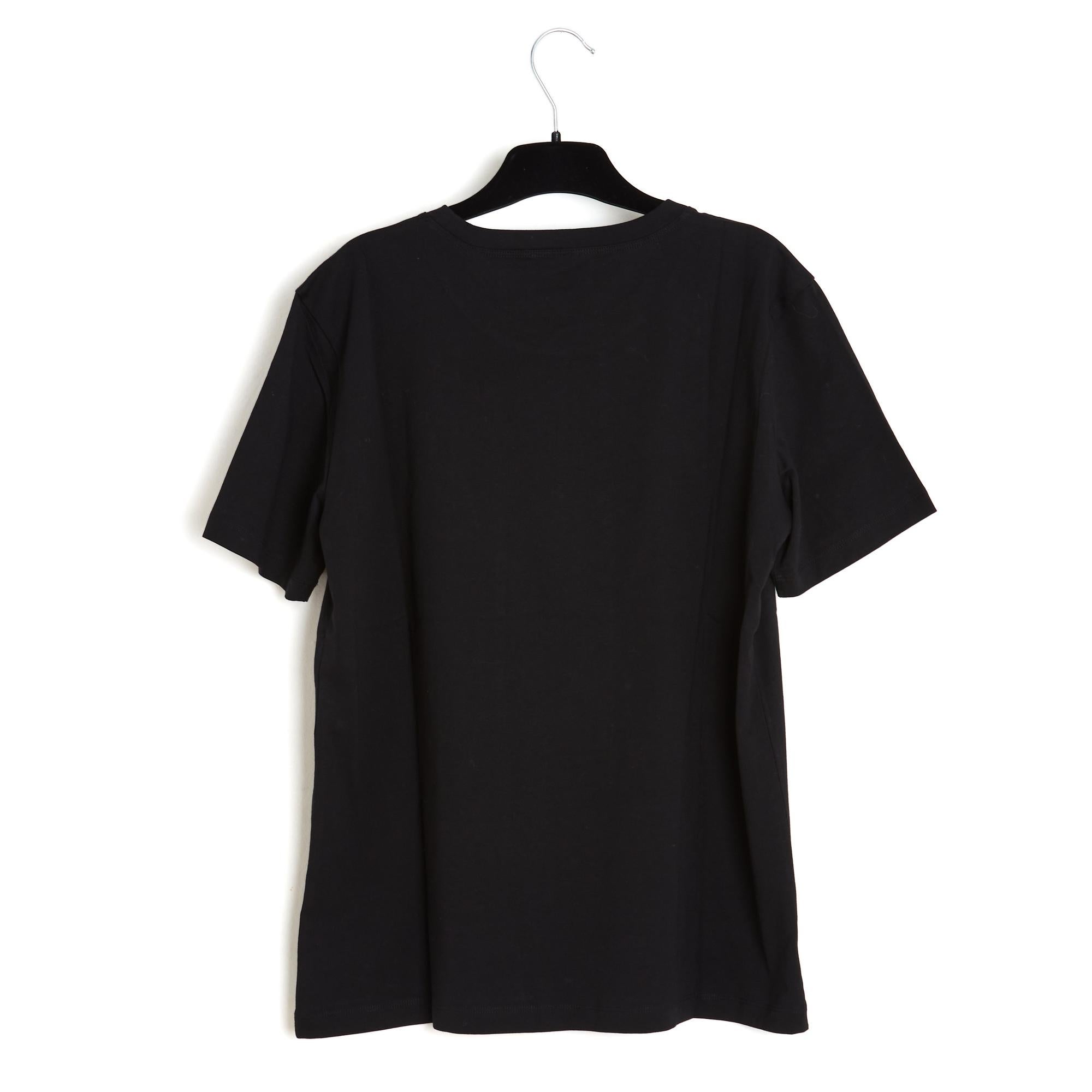 Chanel 2024 T-shirt FR40 Black Cotton CC Matt Print Top size L Uniform 1