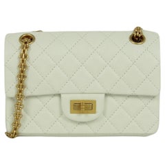 Chanel 2024 White Calfskin Leather Quilted 2.55 Mini 224 Reissue Flap Bag