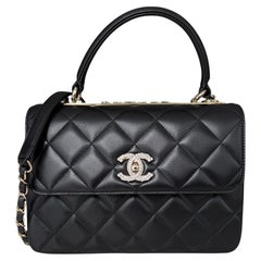Chanel 2025 Black Crystal CC Quilted Small Trendy Dual Handle Flap Bag
