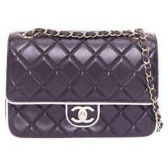 CHANEL 2025 Graphic Frame quilted lambskin white piping mini square flap bag