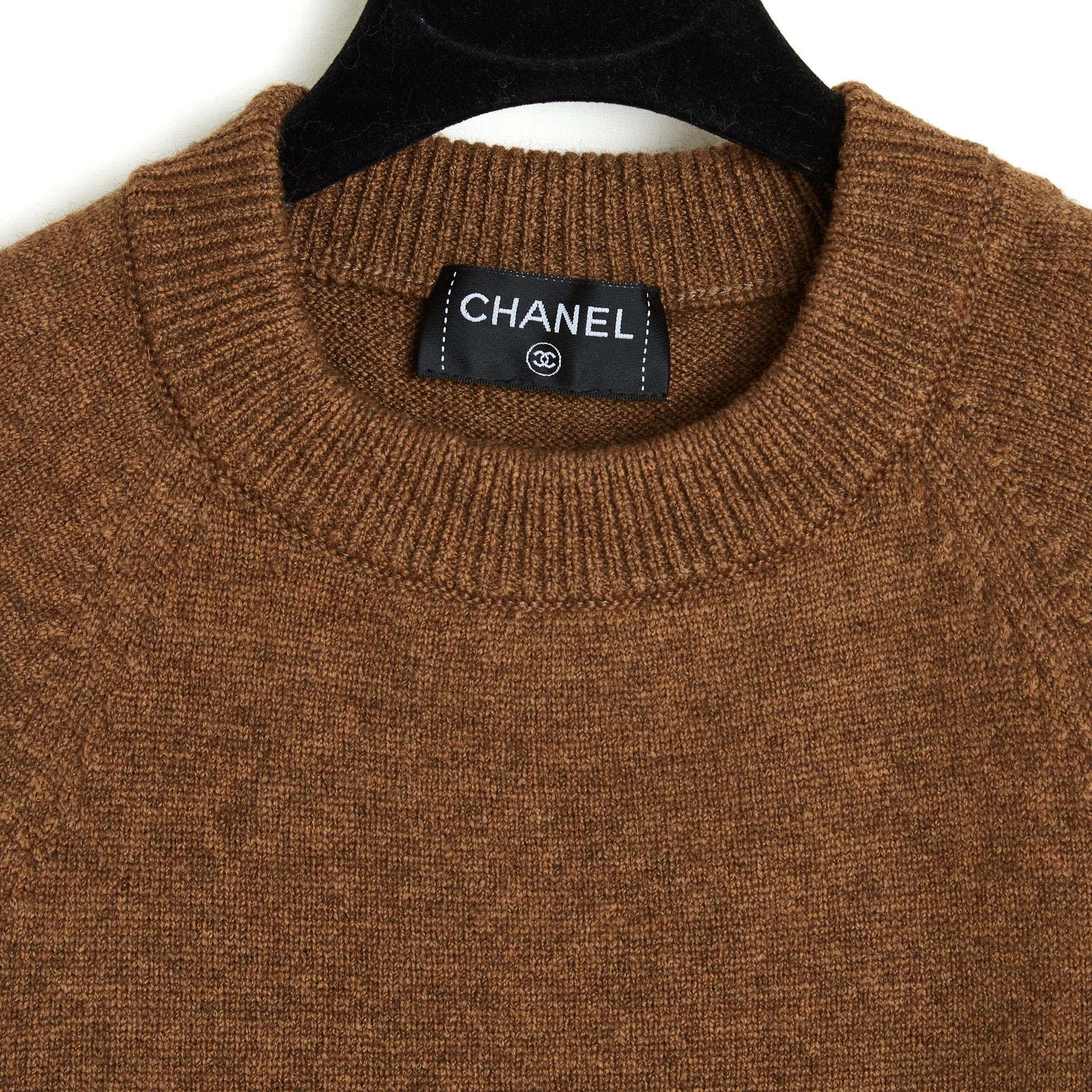 De las mujeres Chanel 2025 Pull Cachemire Oversize FR38 Cashmere Marrón Maxi Sweater UK10 US8 en venta