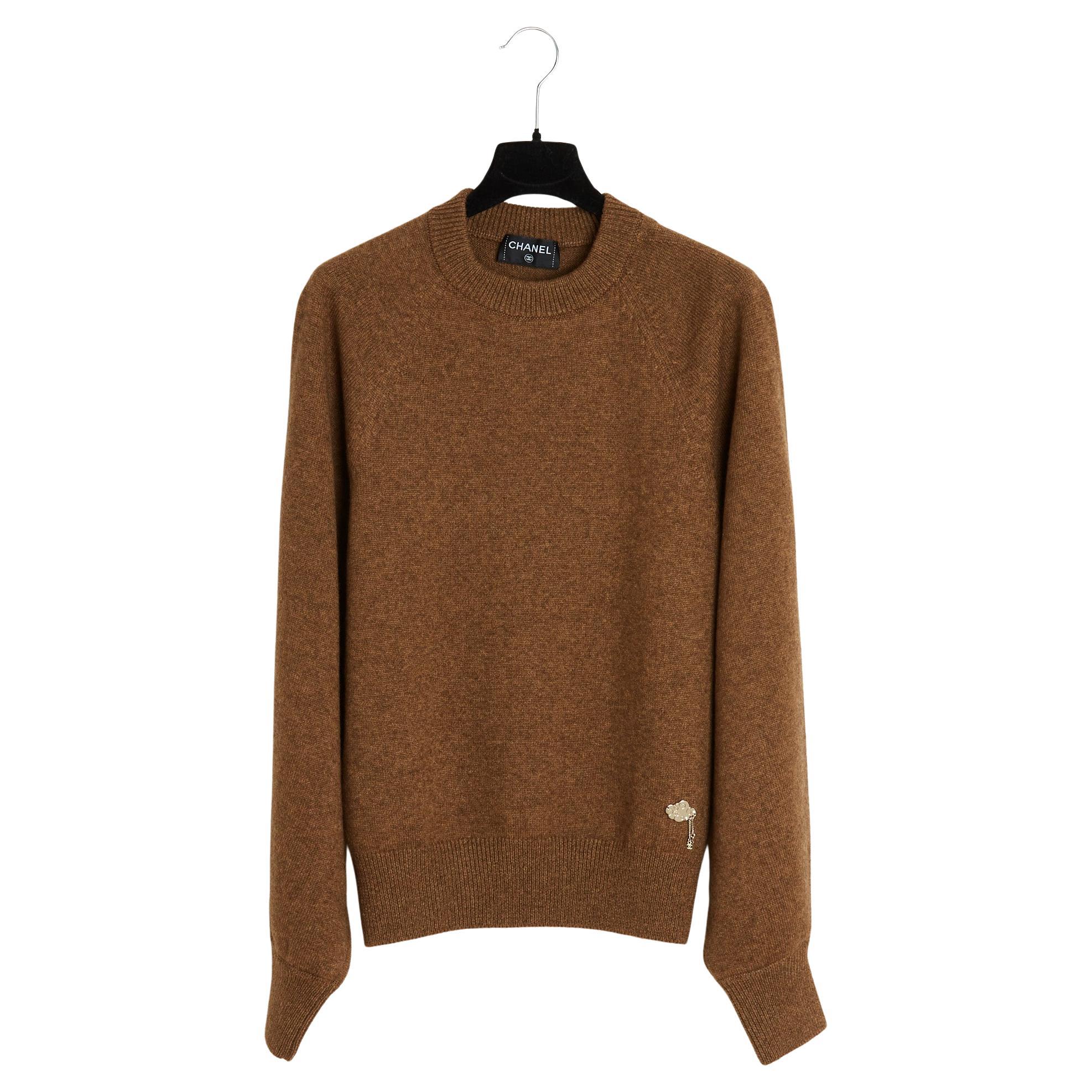 Chanel 2025 Pull Cachemire Oversize FR38 Brown Cashmere Maxi Sweater UK10 US8