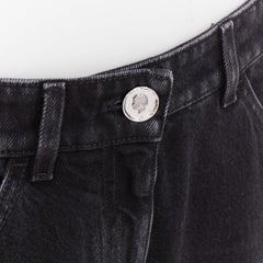 CHANEL 2025 Runway black washed denim sequin fringe wide leg jeans FR40 L