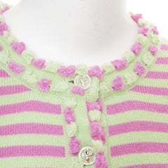CHANEL 2025 Runway cashmere striped fringe trim swallow crystal button cardigan