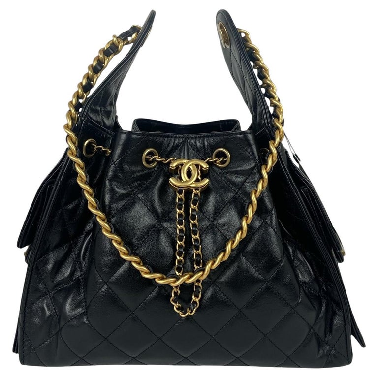 Chanel 2025 SOLD OUT Black Shiny Calfskin Leather Small 25 Hobo Bag