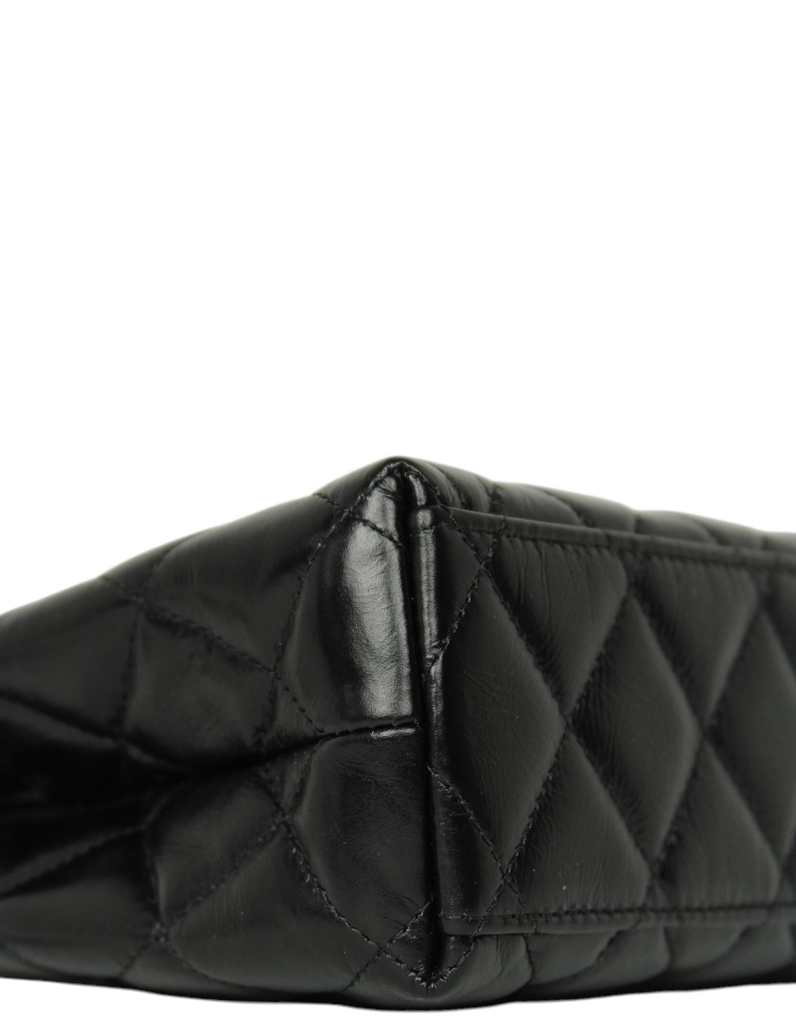 Women's Chanel 2025C Black Calfskin Leather Quilted Nano Kelly Shopper Bag