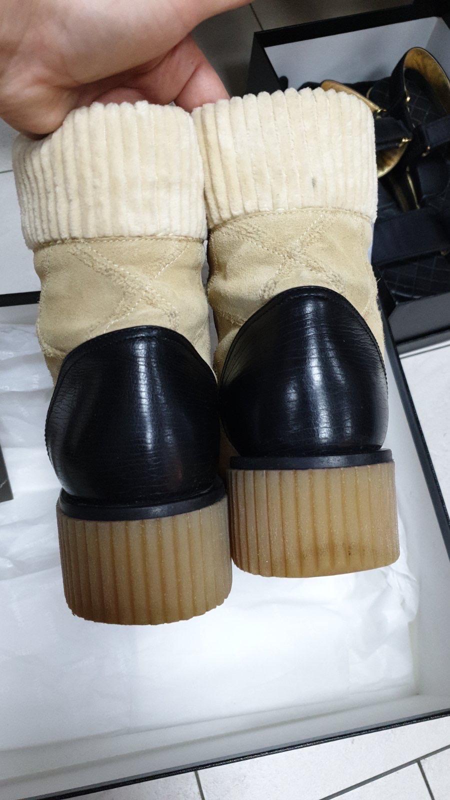 chanel lace up boots