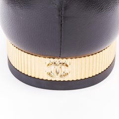 CHANEL 20C black leather grosgrain cap toe gold CC heel mary jane flats EU40