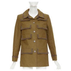 CHANEL 20C Runway multipocket bronze cotton safari jacket FR42 L