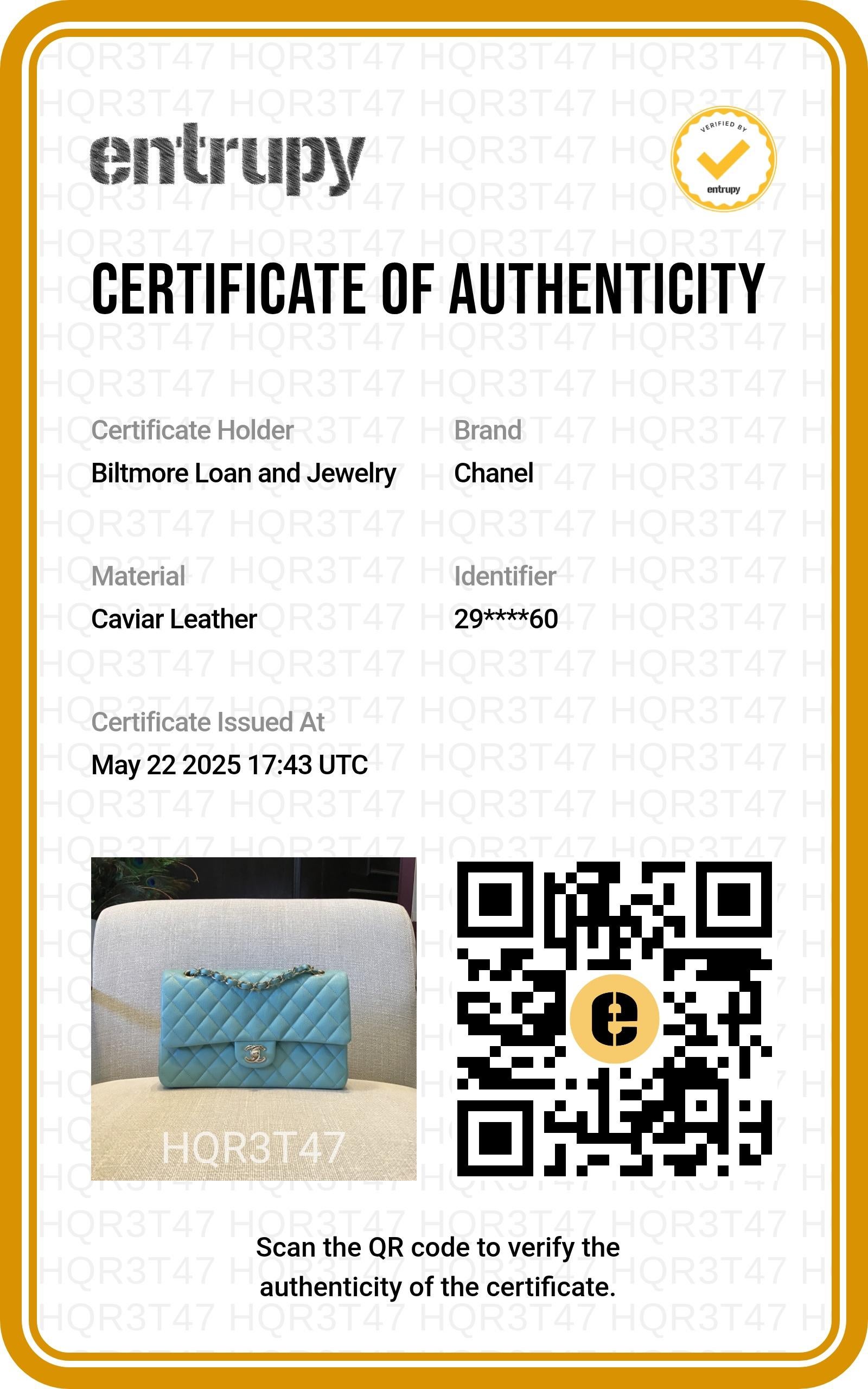 Chanel 20C Tiffany Blue Caviar Quilted Classic Flap Double Medium 7