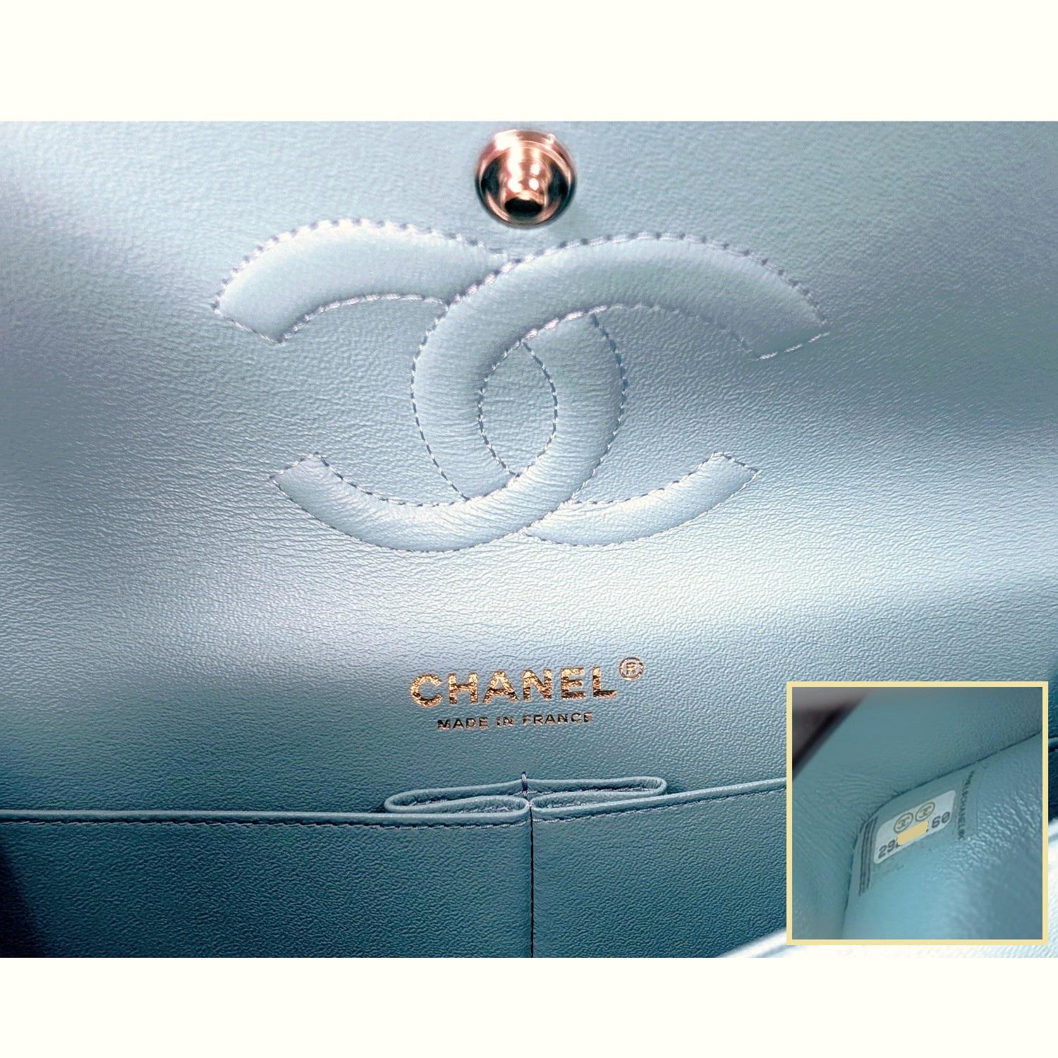 Chanel 20C Tiffany Blue Caviar Quilted Classic Flap Double Medium 4