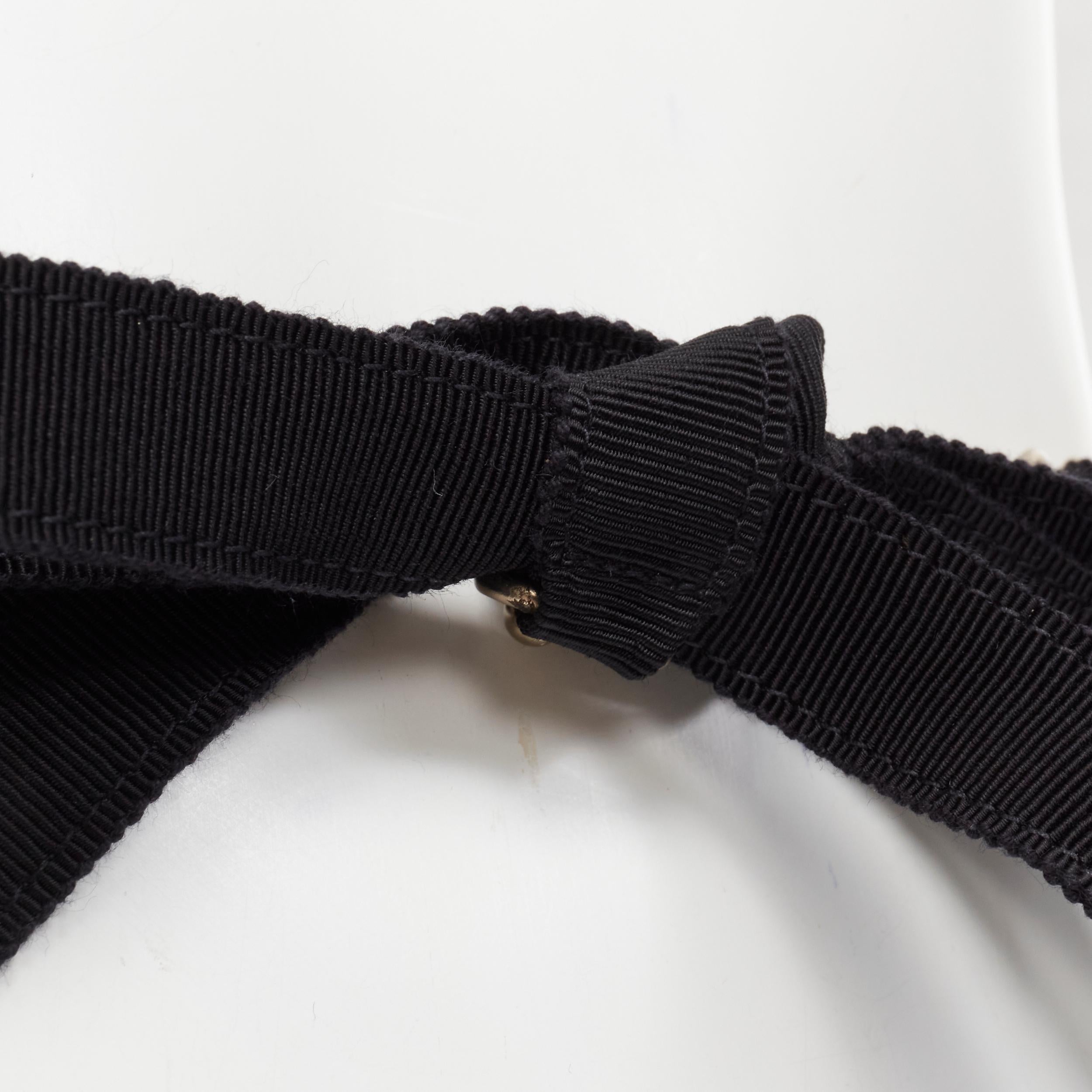 CHANEL 20C Virginie Viard black grosgrain ribbon woven silver chain CC logo belt 1