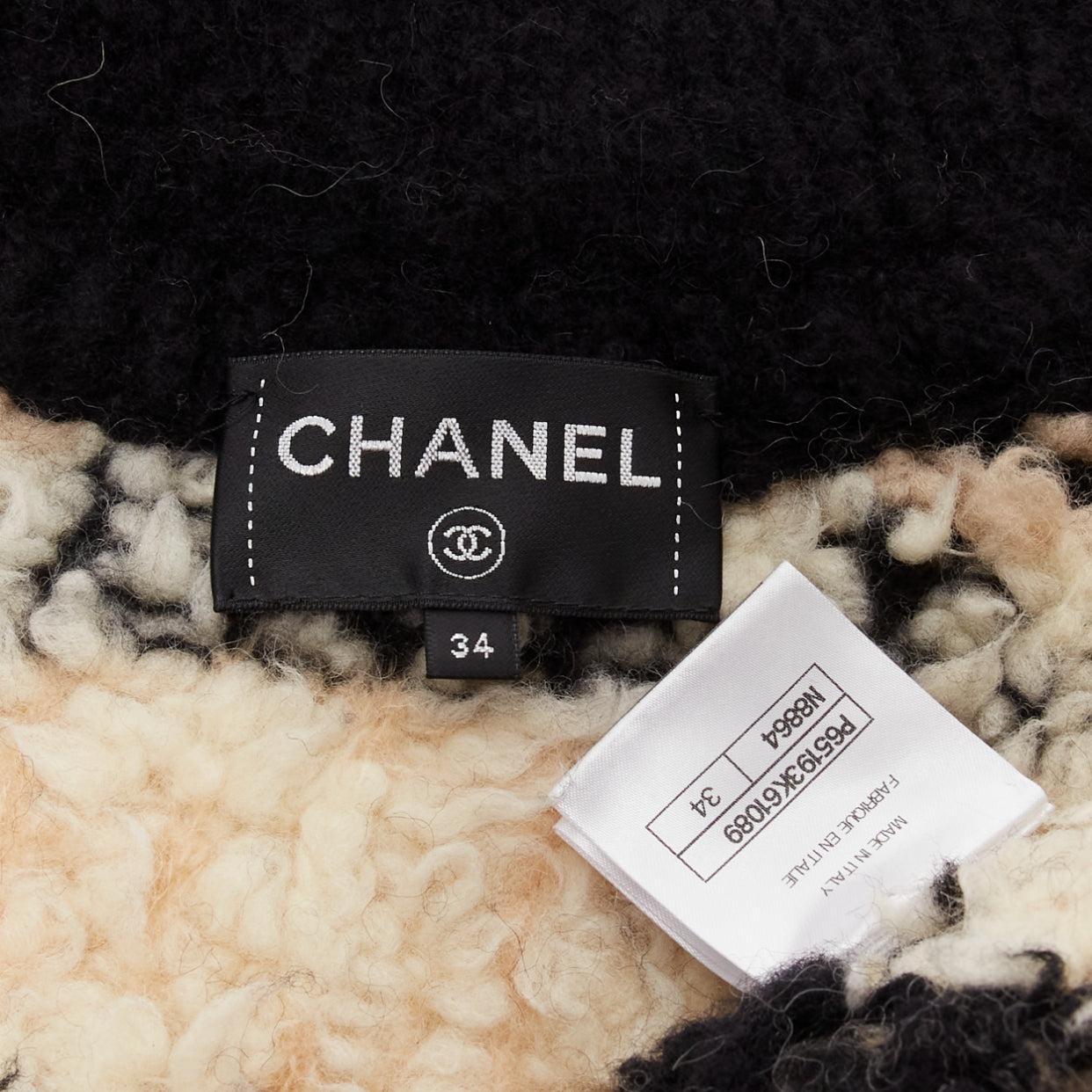 CHANEL 20N Coco Neige CC pearl zip cream wool cashmere cropped bomber FR34 XS For Sale 4
