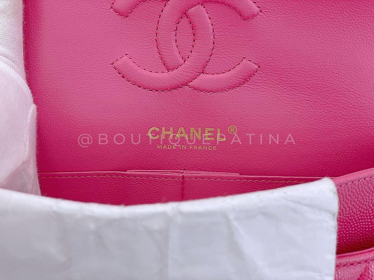 Chanel 20S Barbie Pink Caviar Small Classic Double Flap Bag GHW 67871 For Sale 7