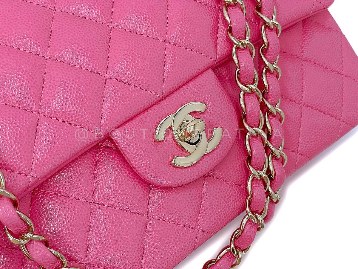 Chanel 20S Barbie Rose Caviar Petit sac classique à double rabat GHW 67871 en vente 3