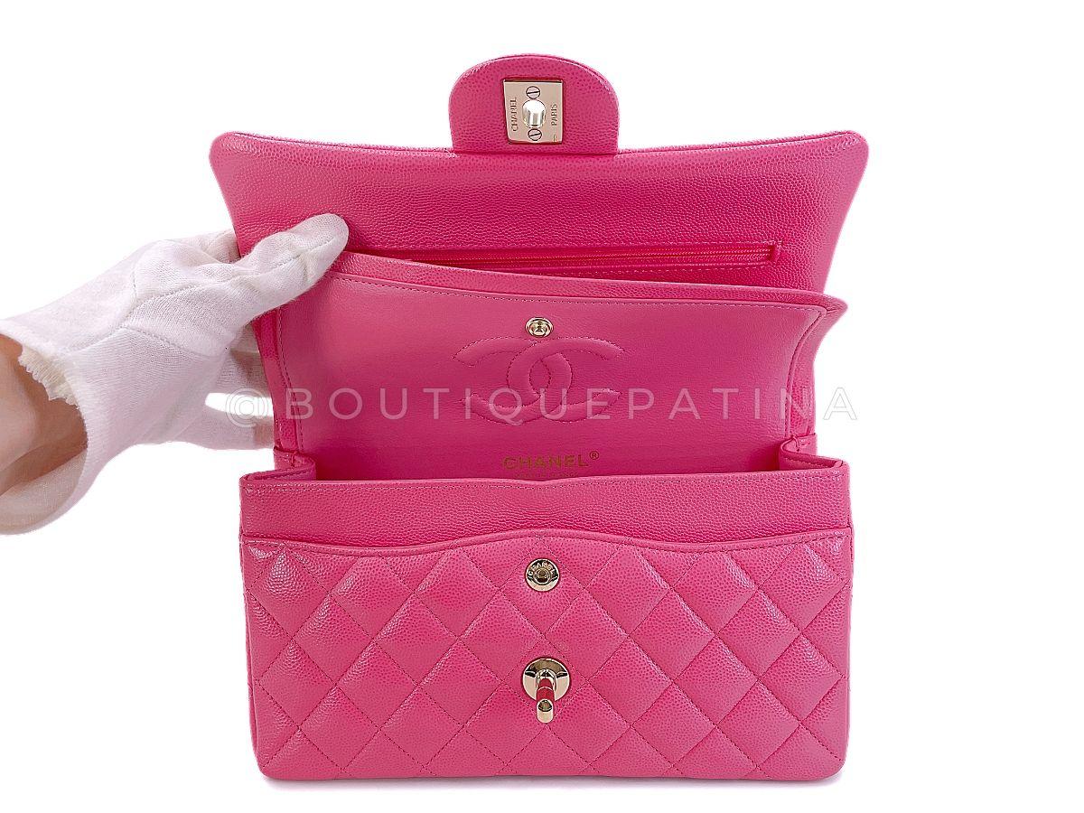 Chanel 20S Barbie Rose Caviar Petit sac classique à double rabat GHW 67871 en vente 4