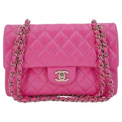 Retro Chanel 20S Barbie Pink Caviar Small Classic Double Flap Bag GHW 67871