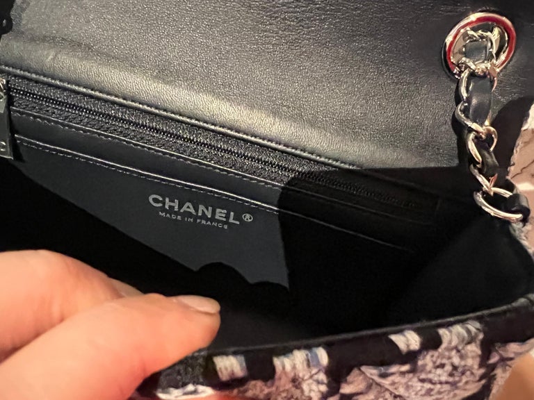 Chanel blue-silver tweed mini rectangular flap bag