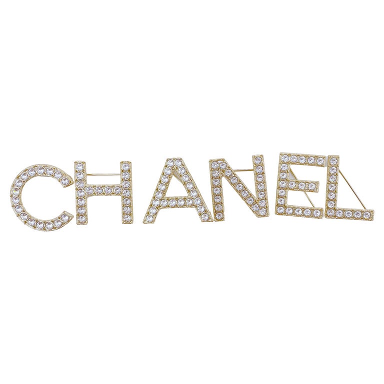 Chanel 20V Iconic Crystal Letter Brooch Set of 5 64758 For Sale at 1stDibs
