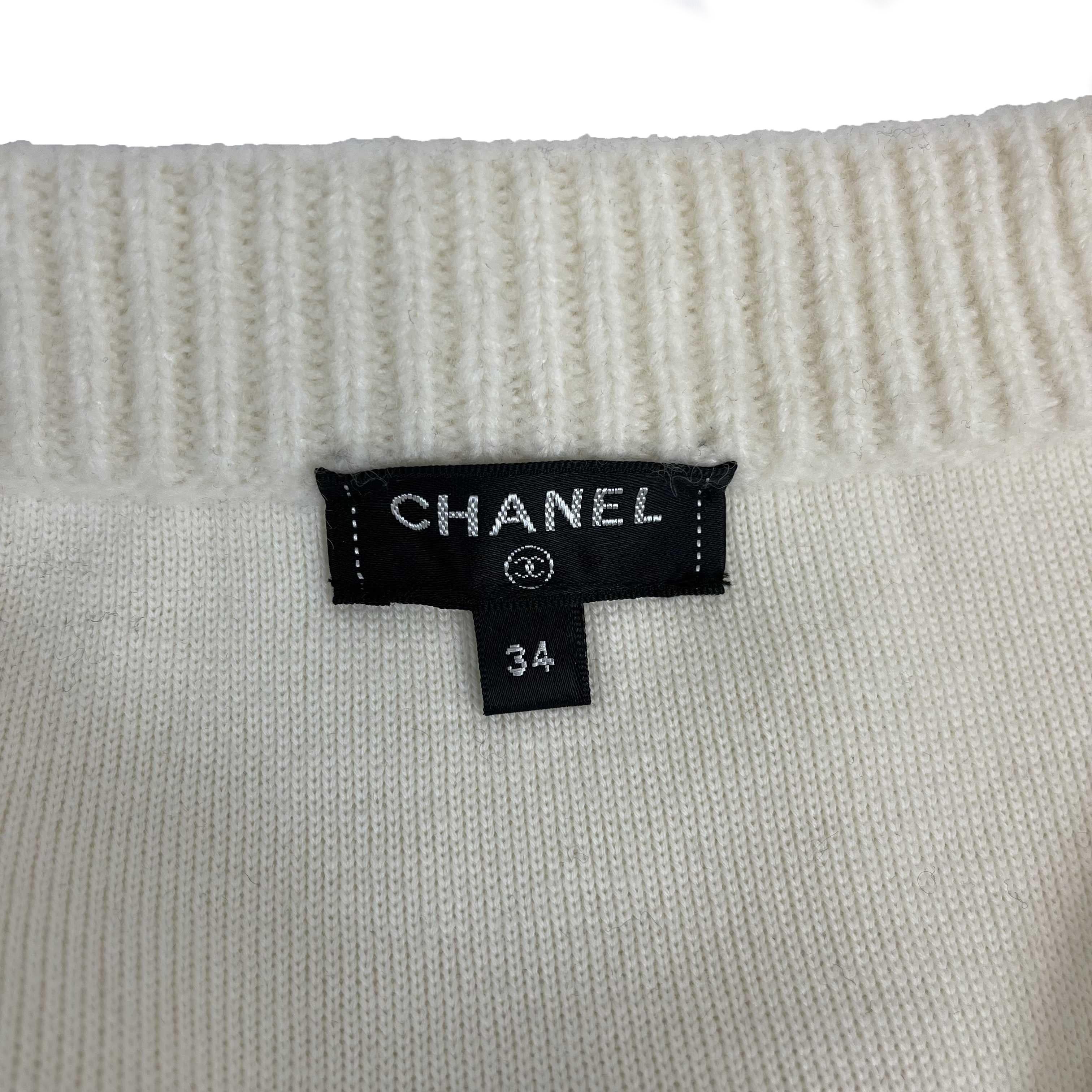 Chanel 21-22FW Varsity Sweater Jacket - Ivory Pink CC / Racer Trim - 34 US 2 1