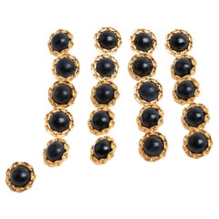 Chanel 21 Boutons 19 mm  doré noir 1980s golden metal black glass 19 mm buttons