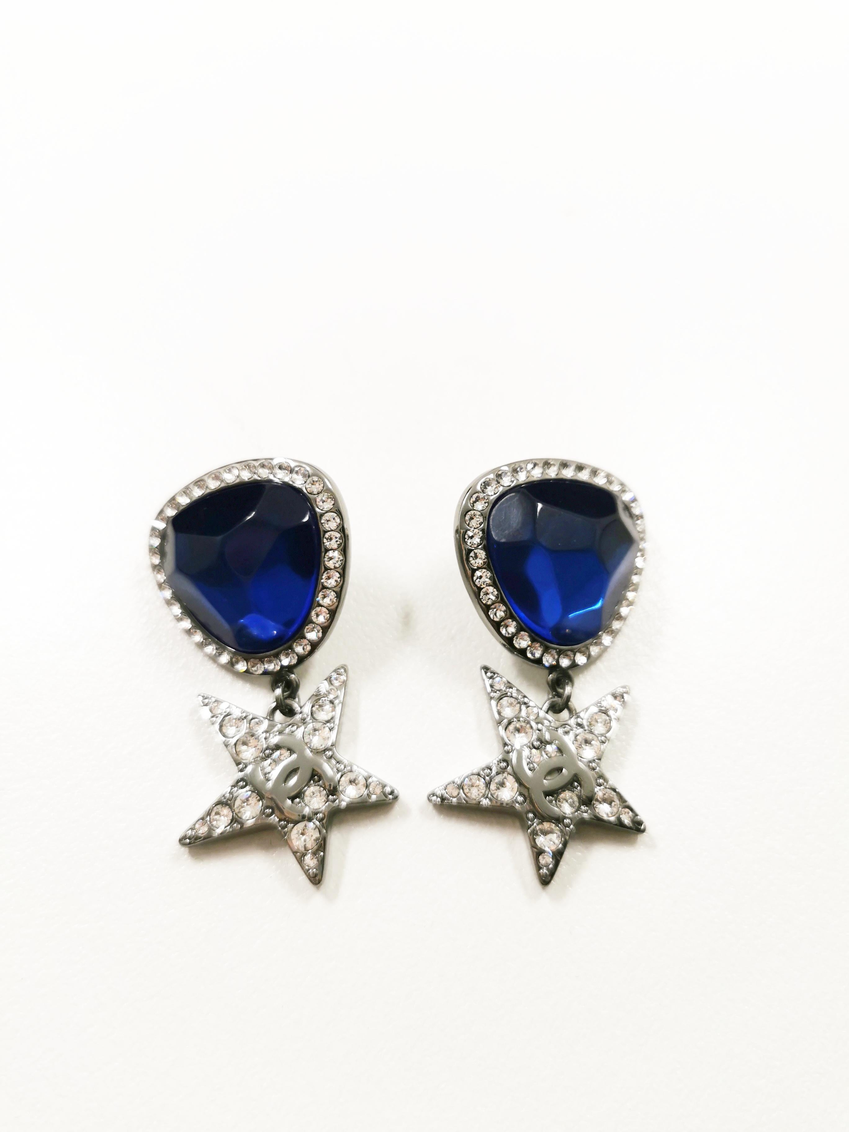 blue chanel earrings