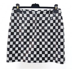 Chanel 21A Black & White Sequined Skirt - Size FR 38