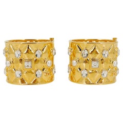 Chanel 21A Crystal and Pearl Quilted Cuff Set of 2 66452
