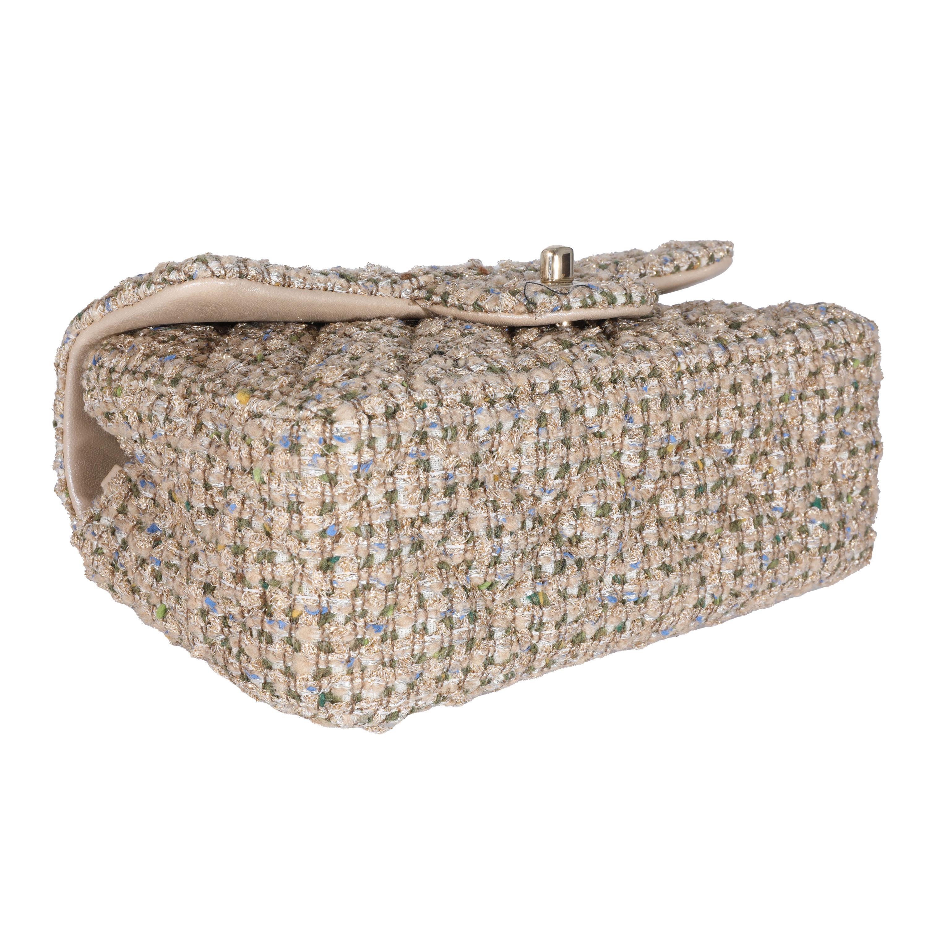 Chanel 21A Gold Tweed Mini Rectangular Flap Bag 2