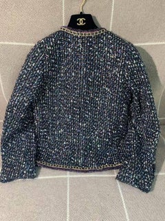 Chanel 21A Le Château des Dames Multicolor Sequin Tweed Chain Trim Jacket