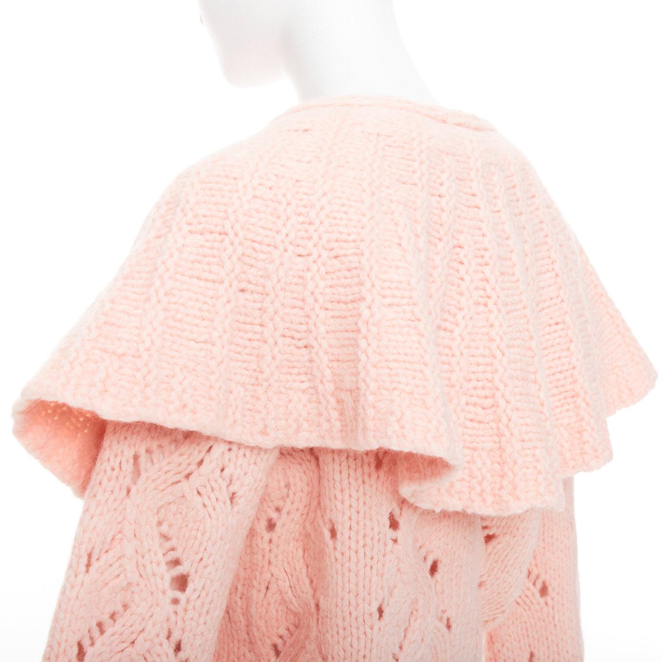 CHANEL 21B rosa Wolle Alpaka Mischung Rüschen Capelet Pullover FR34 XS im Angebot 2
