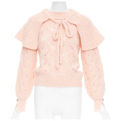 CHANEL 21B rosa Wolle Alpaka Mischung Rüschen Capelet Pullover FR34 XS