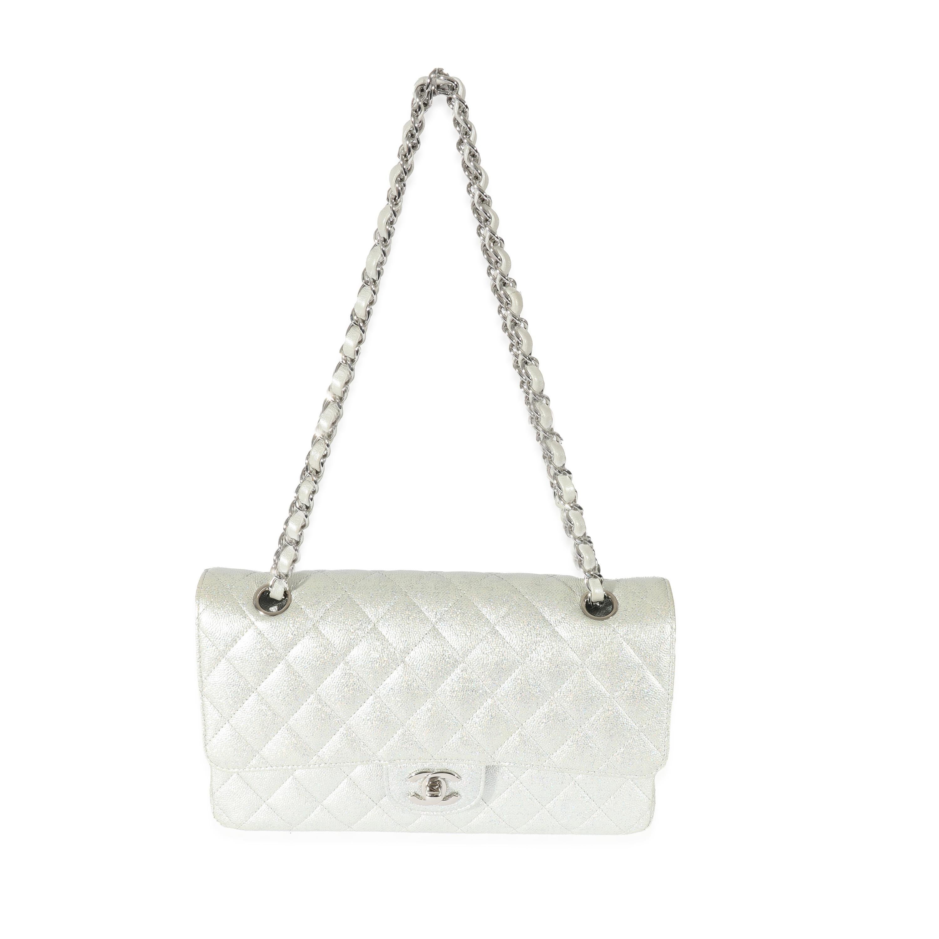 Chanel 21K Glitter Caviar Medium Classic Double Flap For Sale at 1stDibs