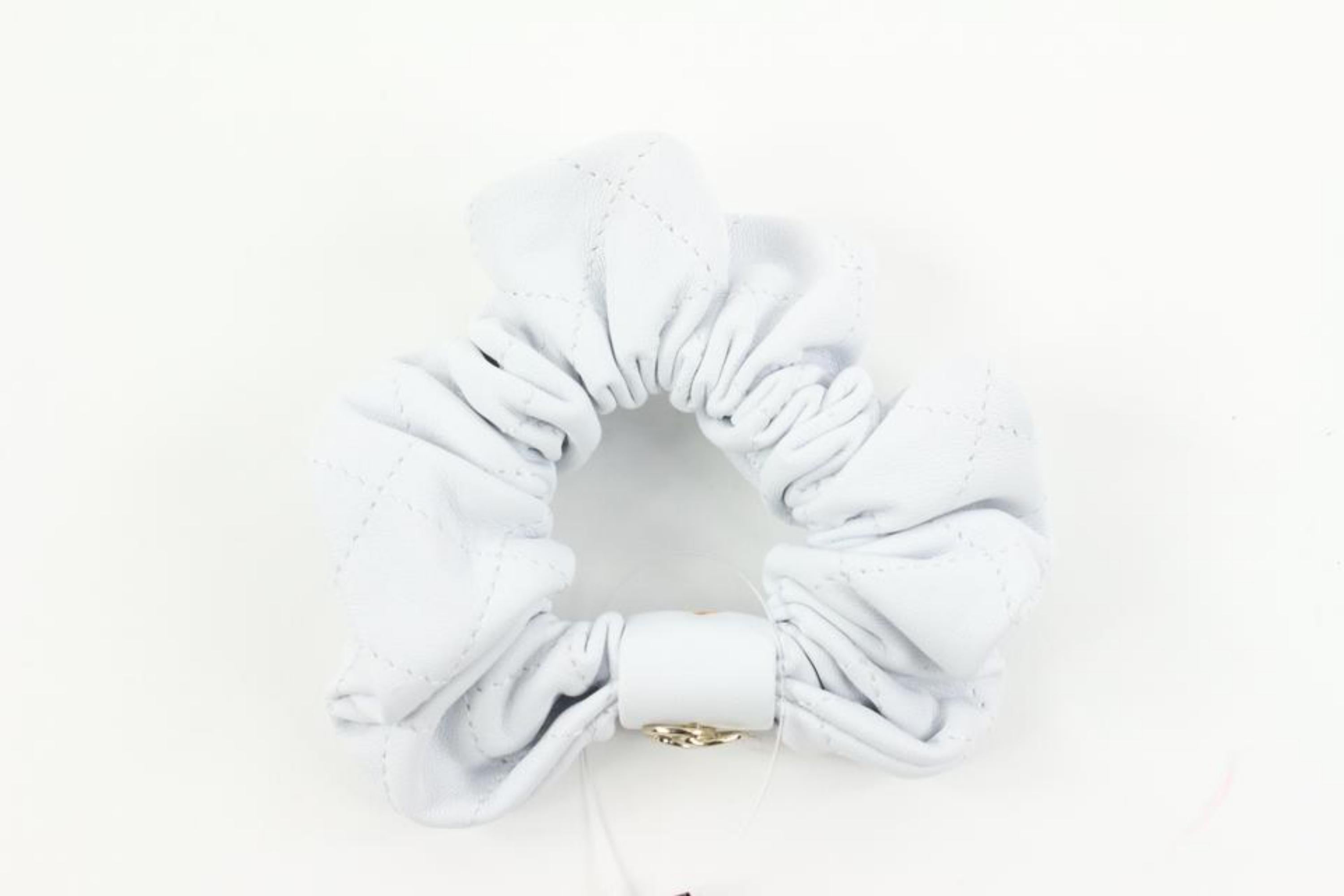 Chanel 21K Leather Hair Scrunchie Barrette 48ck32s For Sale 3