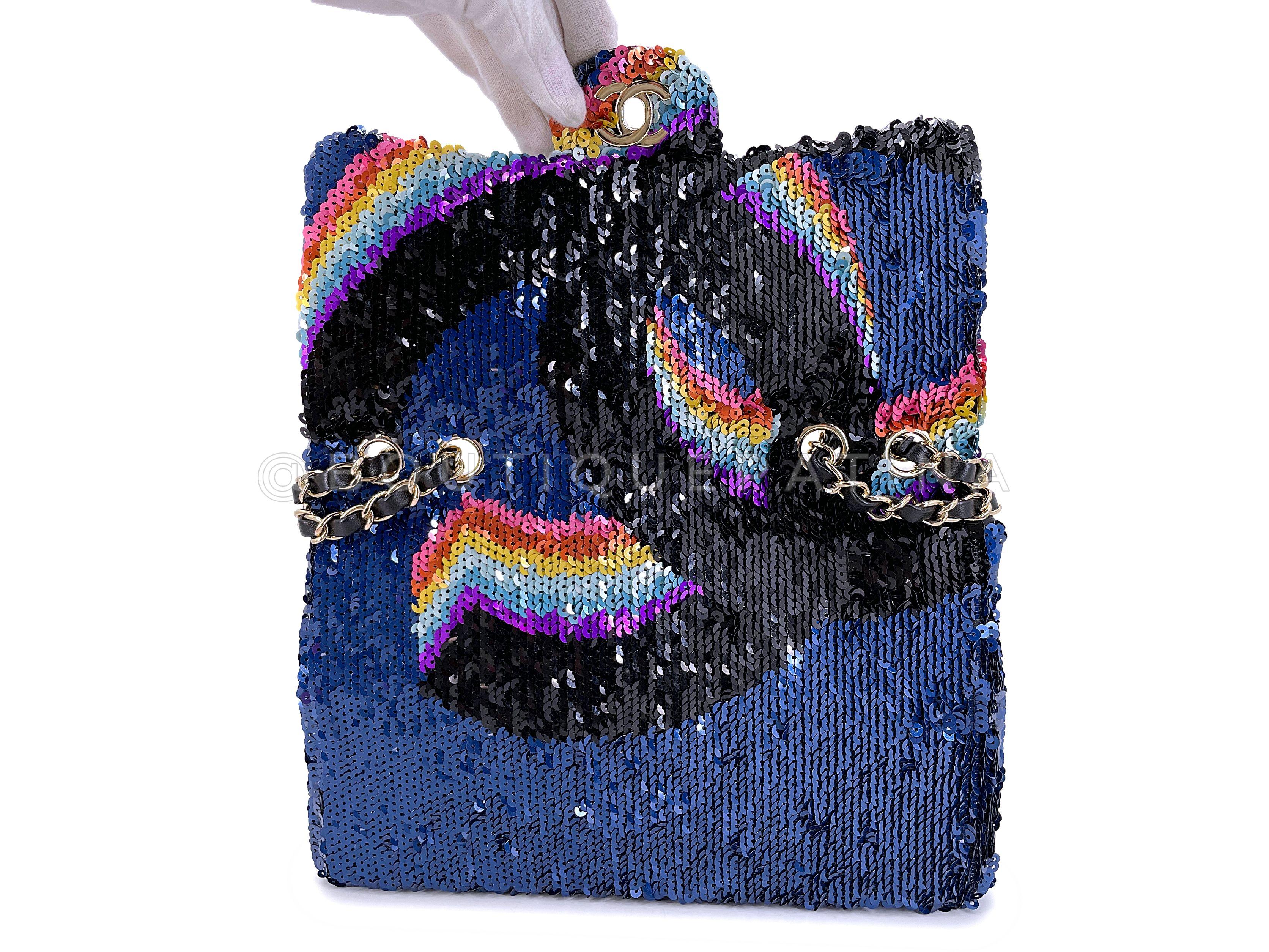 Chanel 21K Medium Rainbow Sequin Flap Bag 67259 For Sale 6