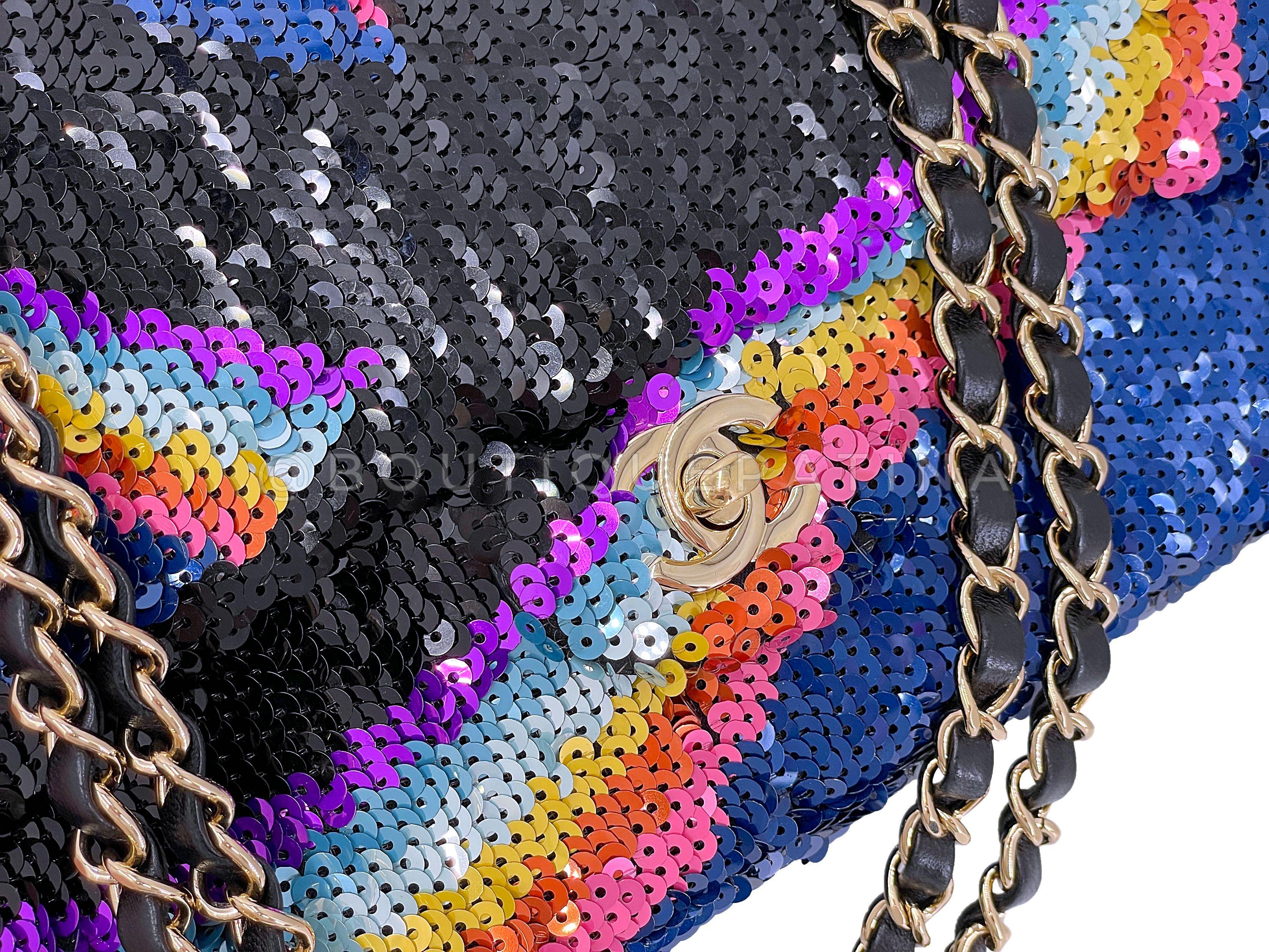 Chanel 21K Medium Rainbow Sequin Flap Bag 67259 For Sale 4