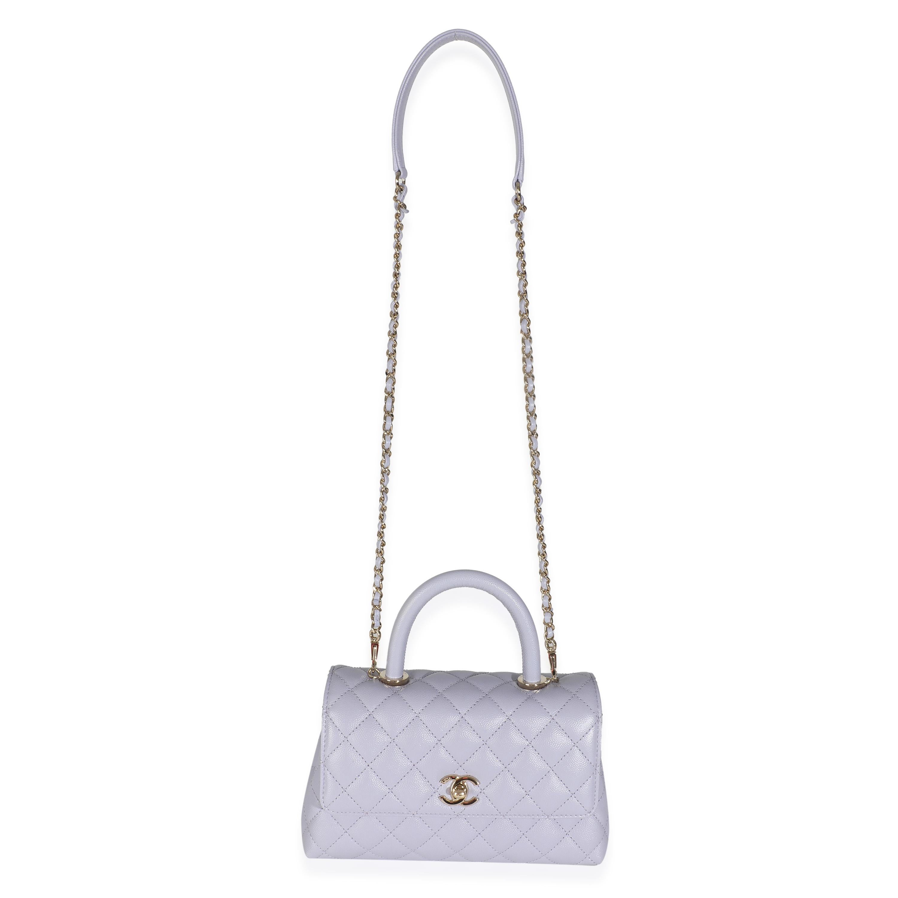 Women's or Men's Chanel 21K Purple Quilted Caviar Mini Coco Handle Flap Bag For Sale