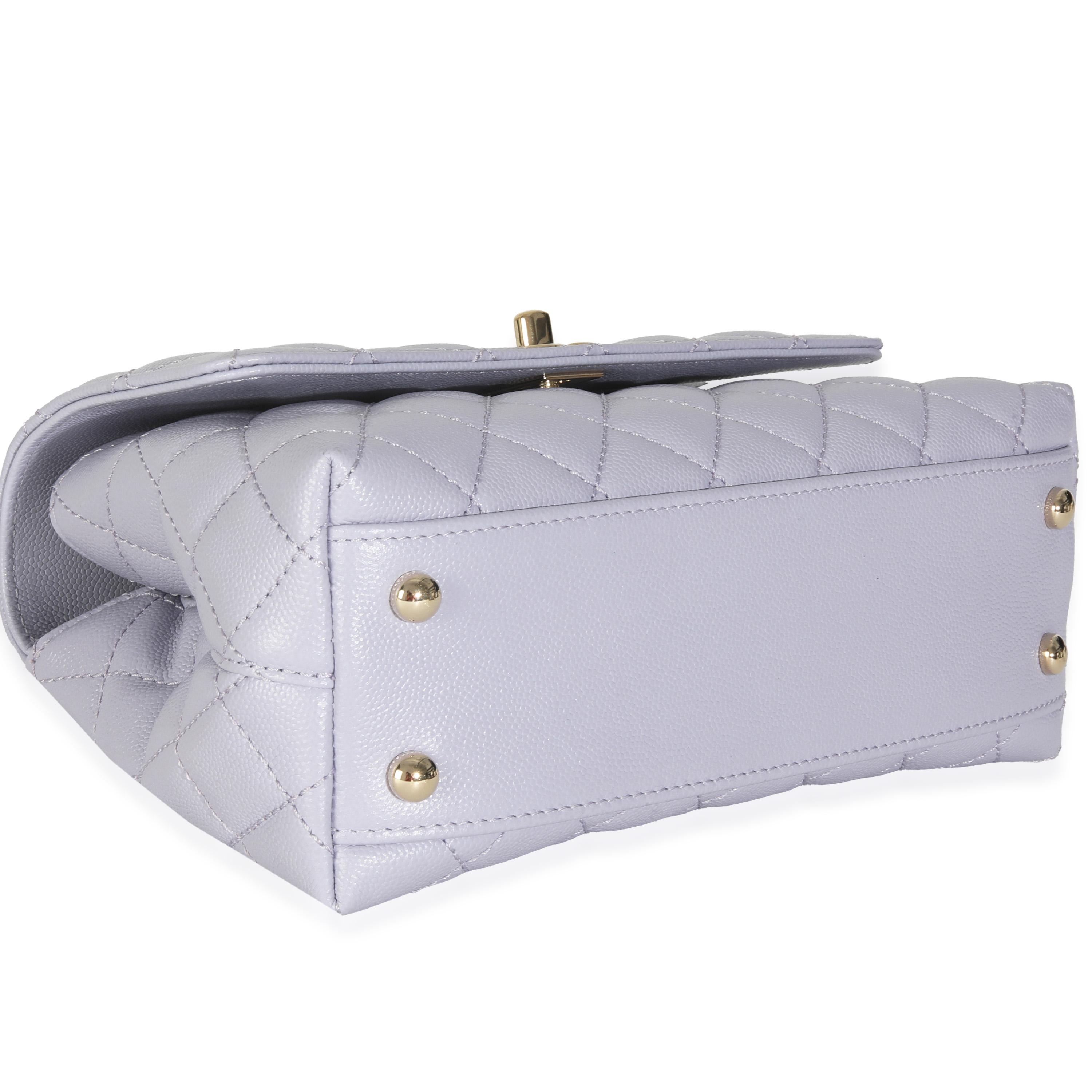Chanel 21K Purple Quilted Caviar Mini Coco Handle Flap Bag For Sale 1