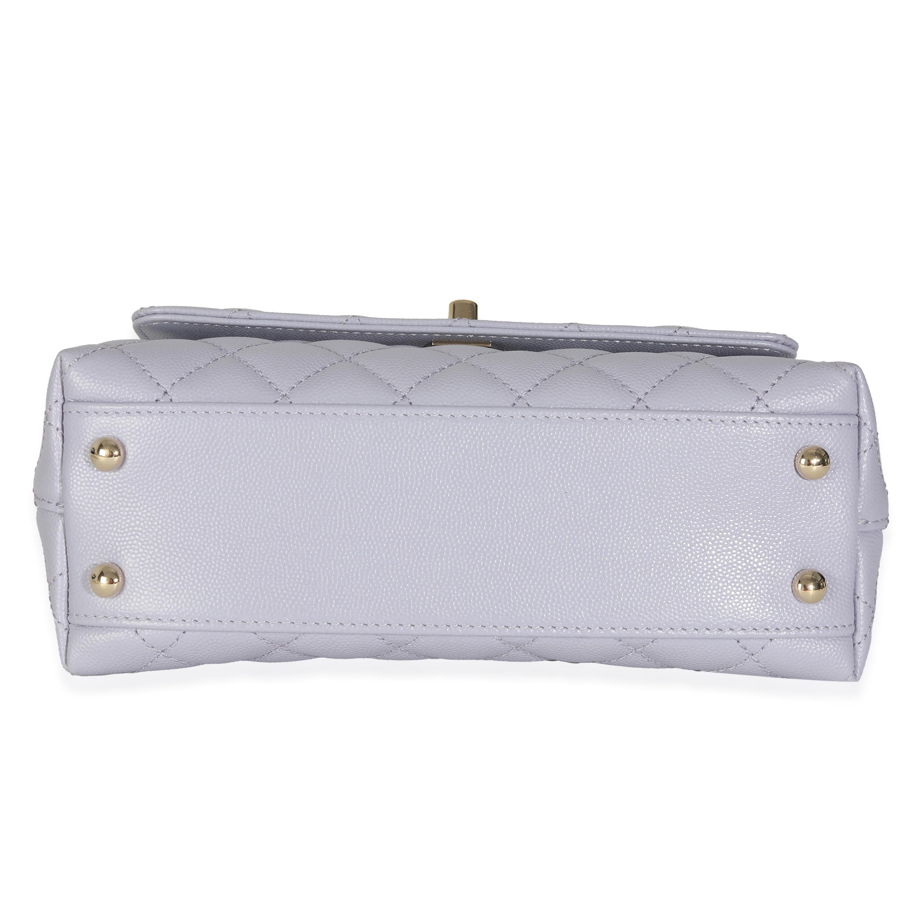 Chanel 21K Purple Quilted Caviar Mini Coco Handle Flap Bag For Sale 2