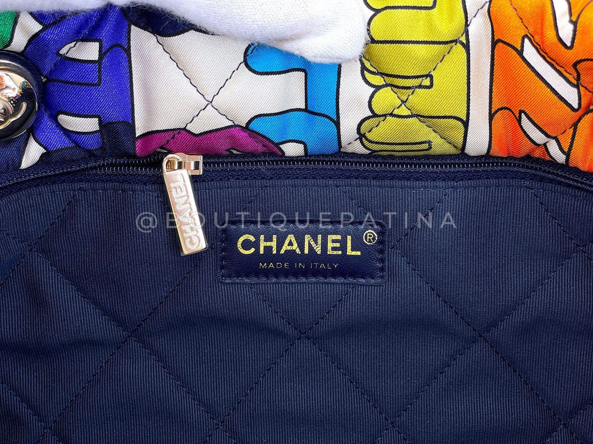 Chanel 21K Rainbow Letter Print NS Quilted Tote Bag GHW 68768 en vente 5