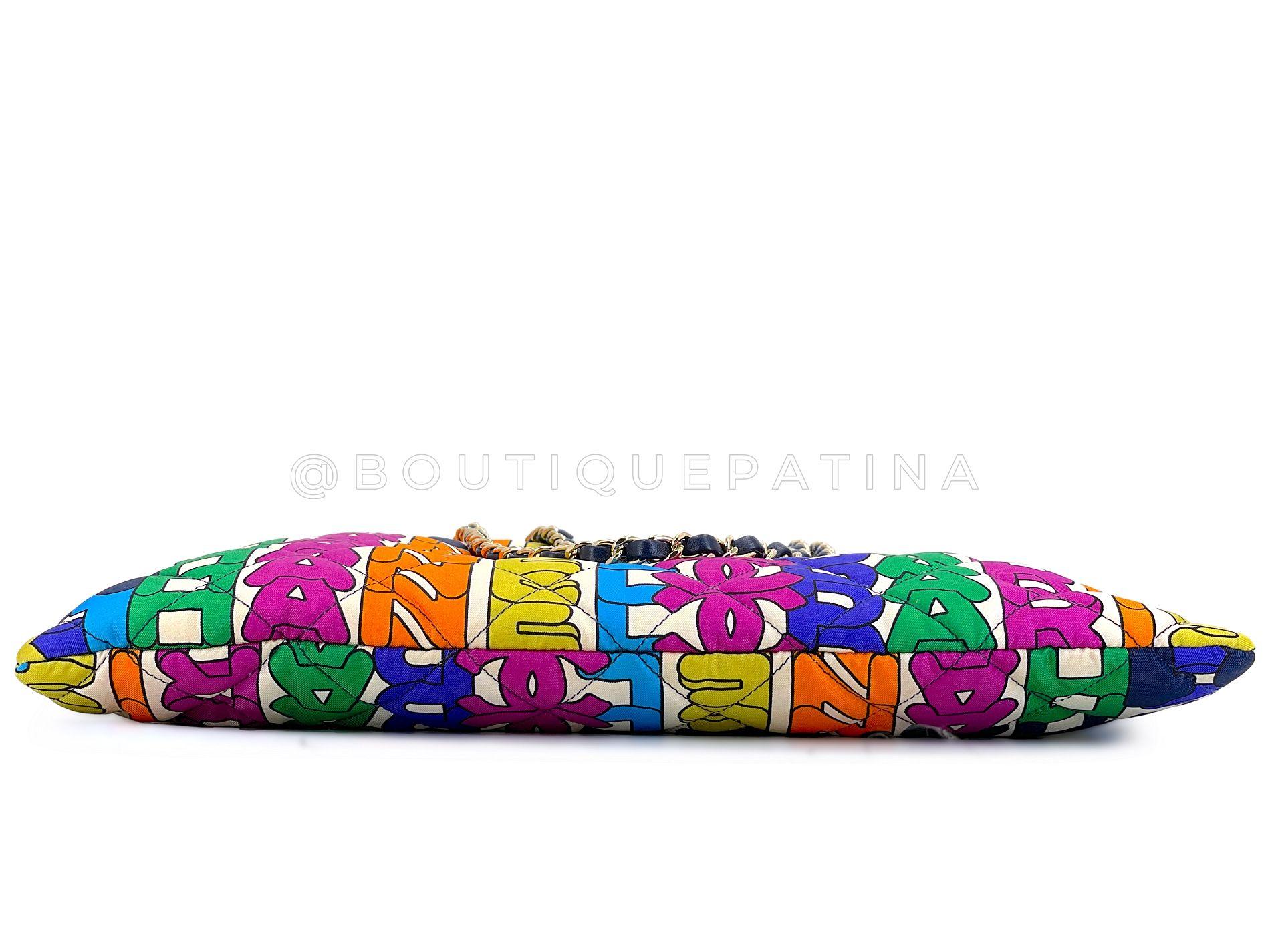 Chanel 21K Rainbow Letter Print NS Quilted Tote Bag GHW 68768 en vente 1