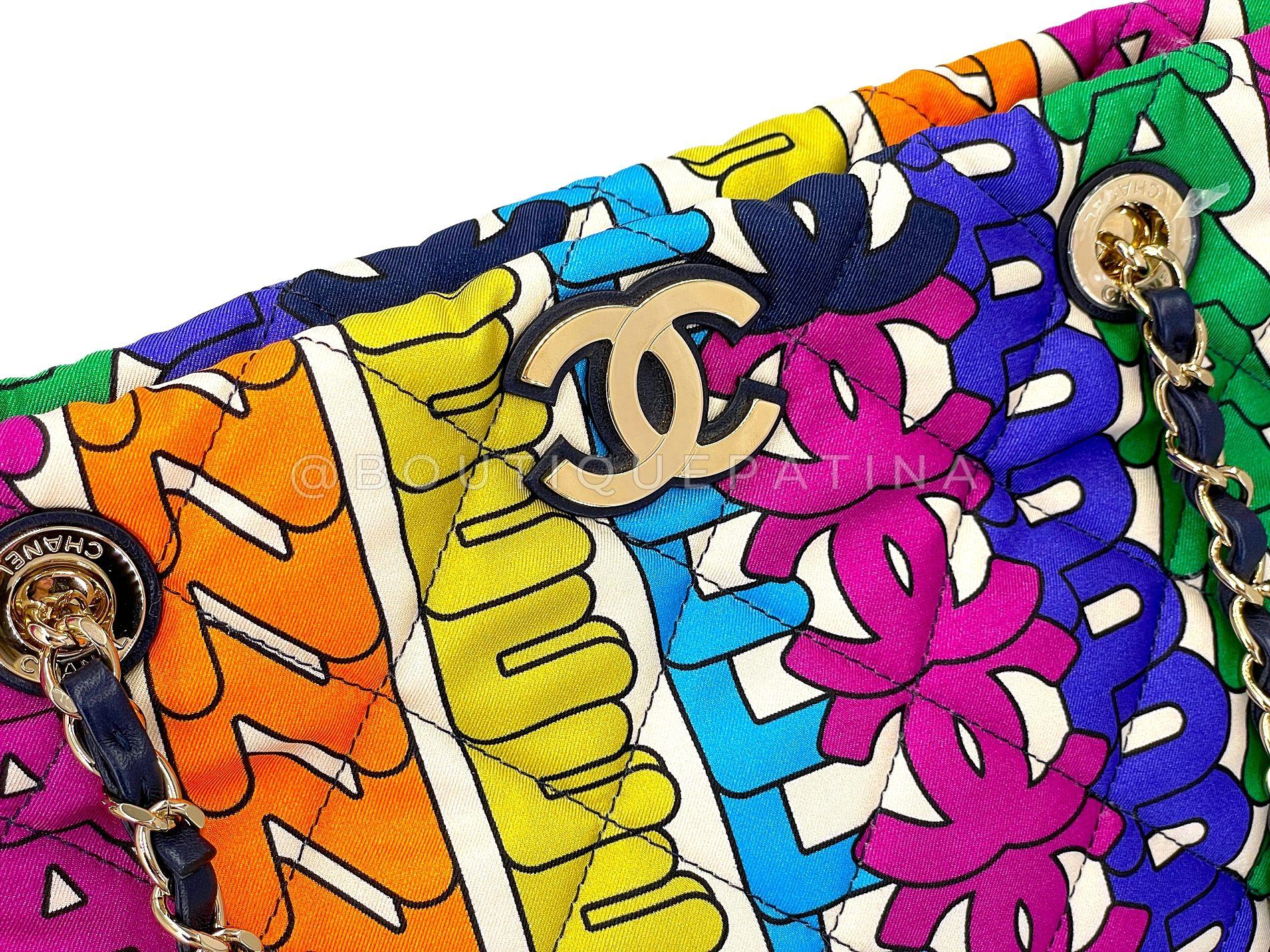 Chanel 21K Rainbow Letter Print NS Quilted Tote Bag GHW 68768 en vente 3