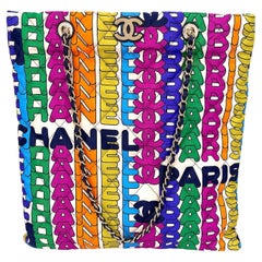 Chanel 21K Rainbow Letter Print NS Quilted Tote Bag GHW 68768