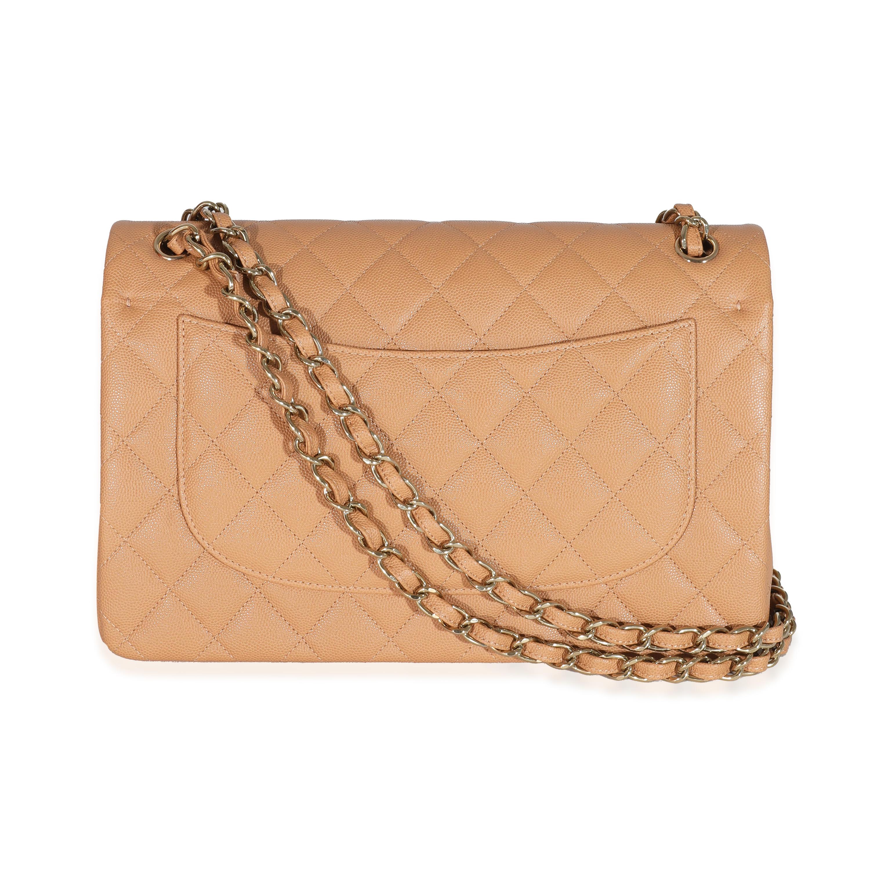 Chanel 21P Caramel Caviar Jumbo Classic Double Flap Bag For Sale at 1stDibs