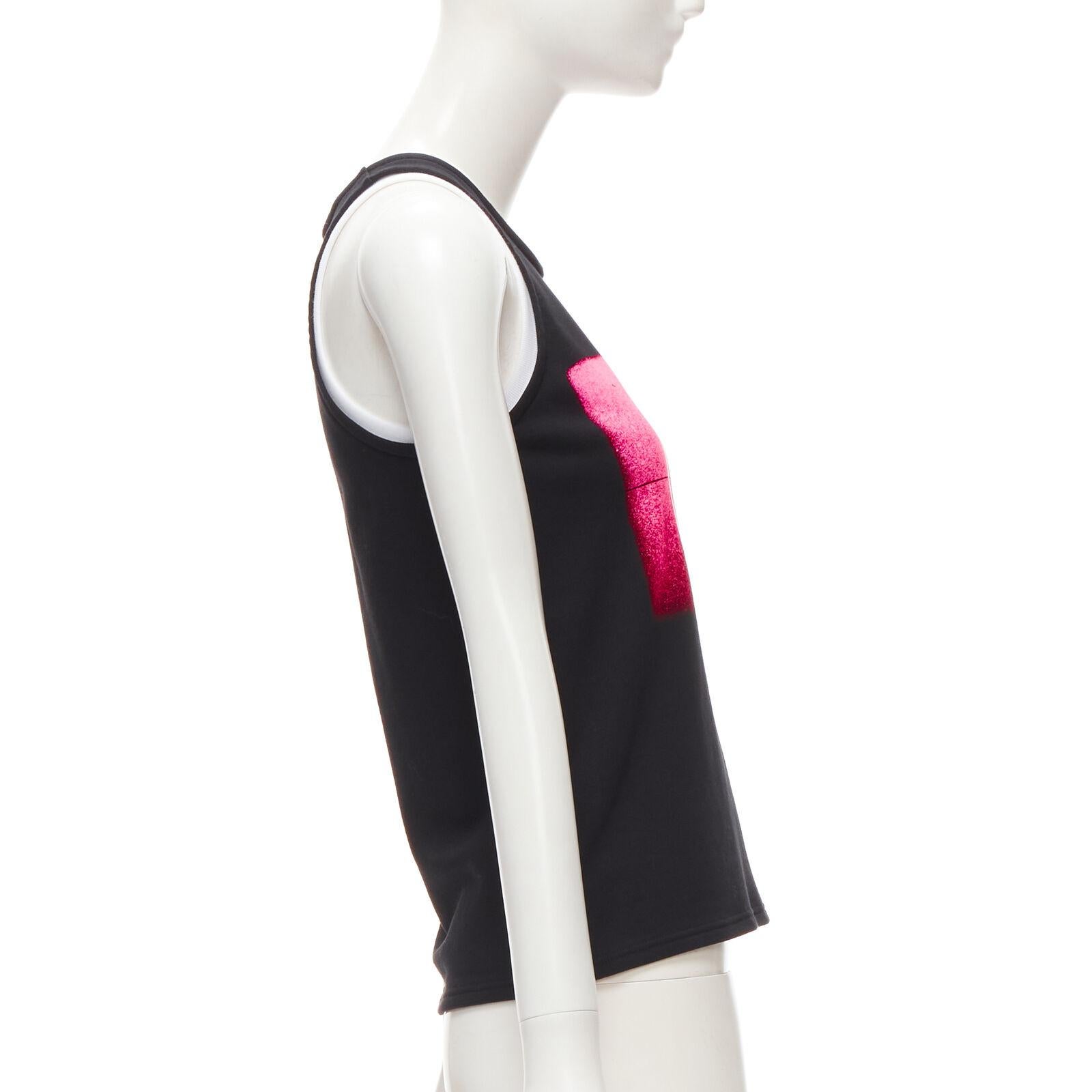 Women's CHANEL 21S No.5 black white neon pink print cotton tank top FR34 XS