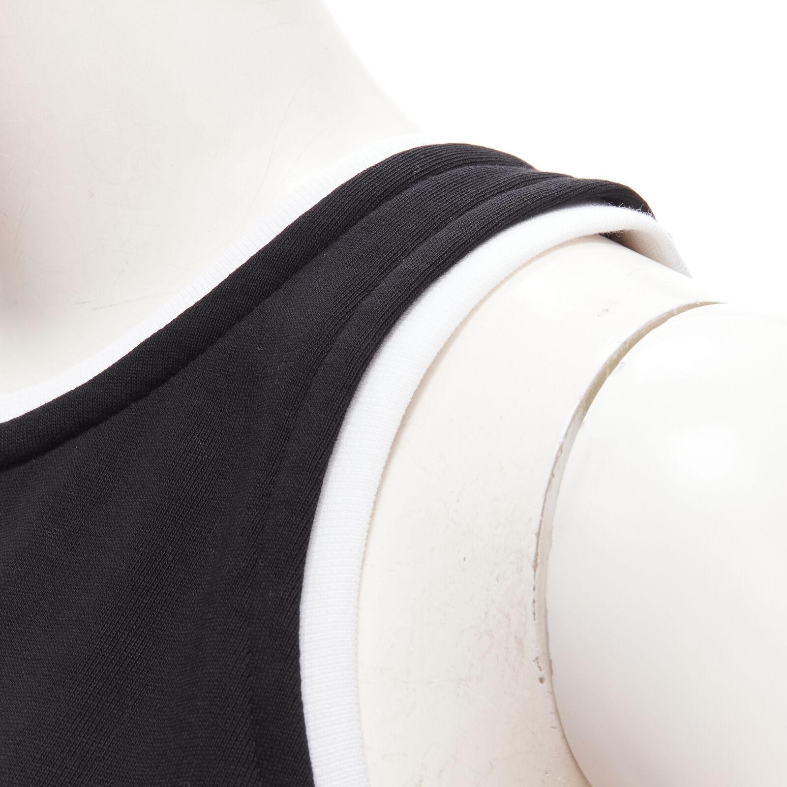 CHANEL 21S No.5 black white neon pink print cotton tank top FR34 XS 4