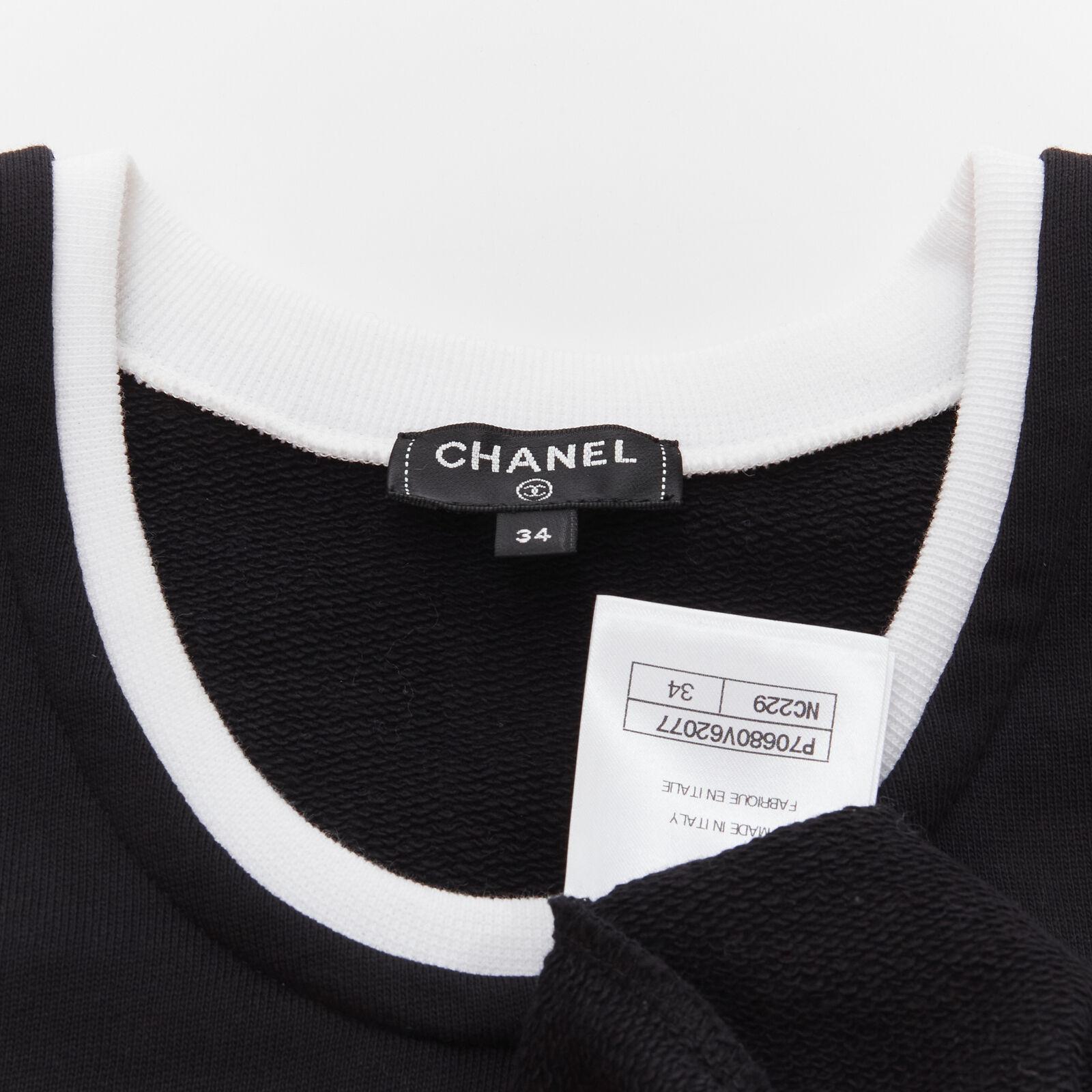 CHANEL 21S No.5 black white neon pink print cotton tank top FR34 XS 5
