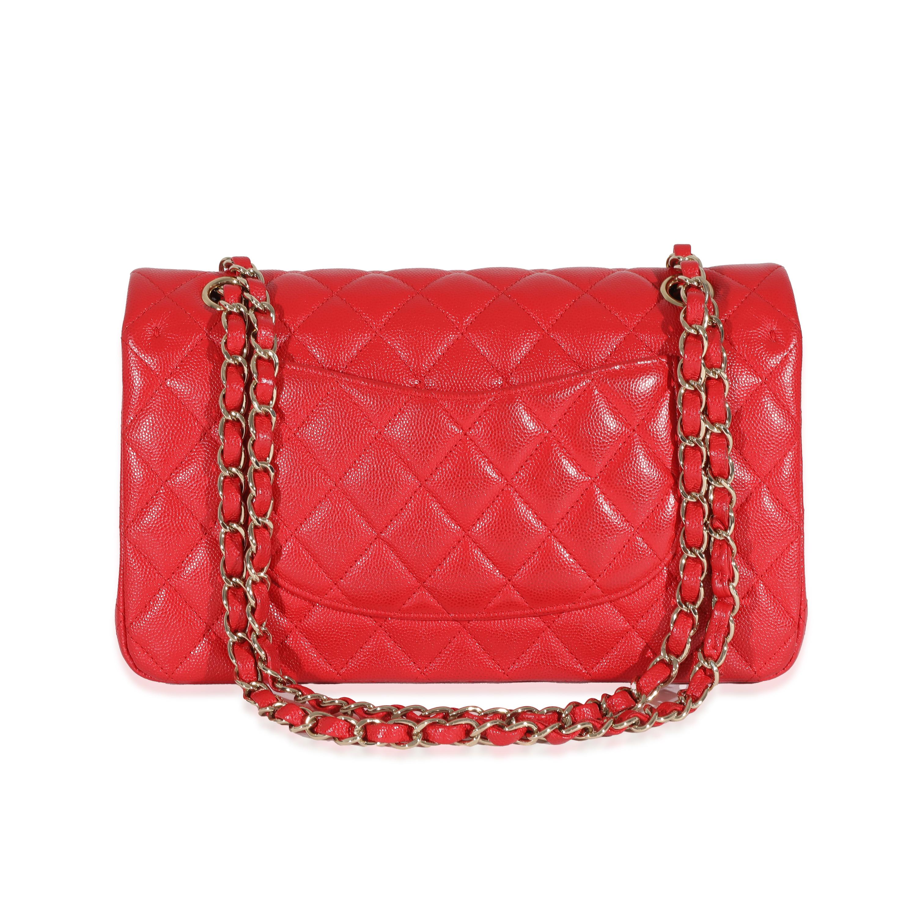 Chanel 21S Red Caviar Medium Classic Double Flap In Excellent Condition In New York, NY