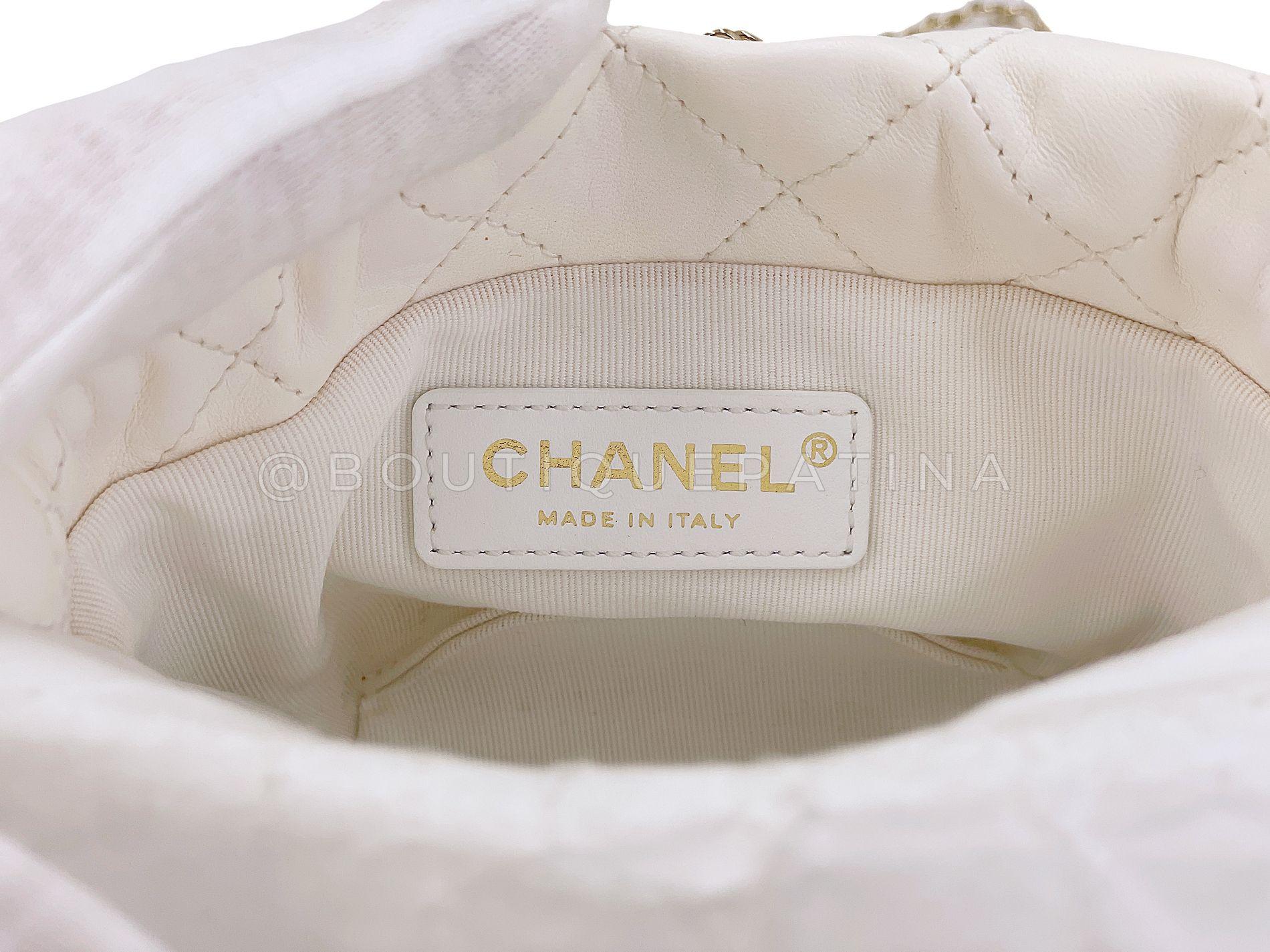 Chanel 21S White Cream About Pearls Bucket Bag Mini  67973 For Sale 6